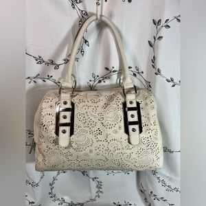 Pre-Owned Apt9 Ivory Laser Cut with Paisley Accents Hand Bag